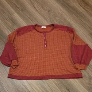 Casual Maroon Button-Up Sweatshirt